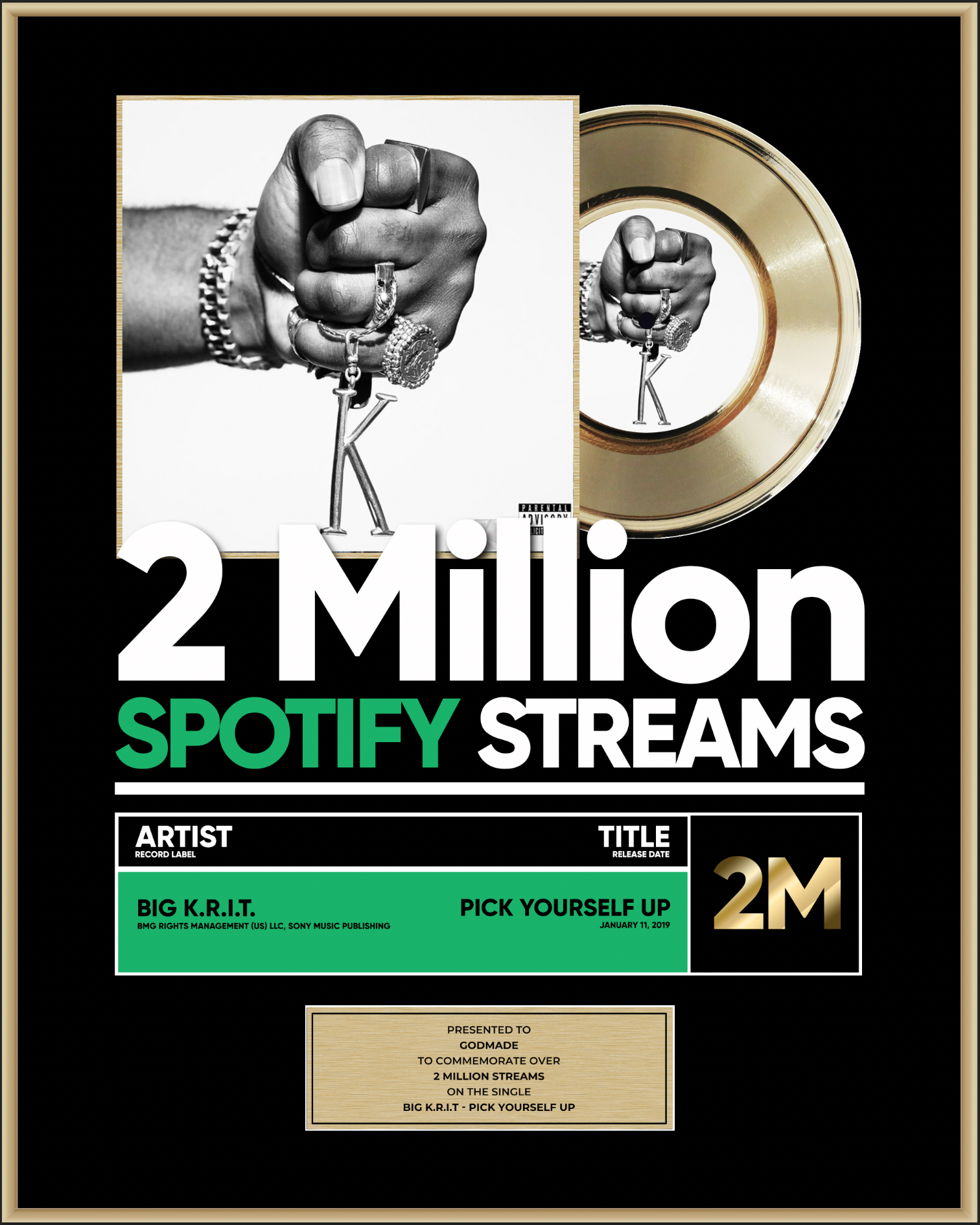 Big K.R.I.T. — 2M Spotify Streams · Pick Yourself Up